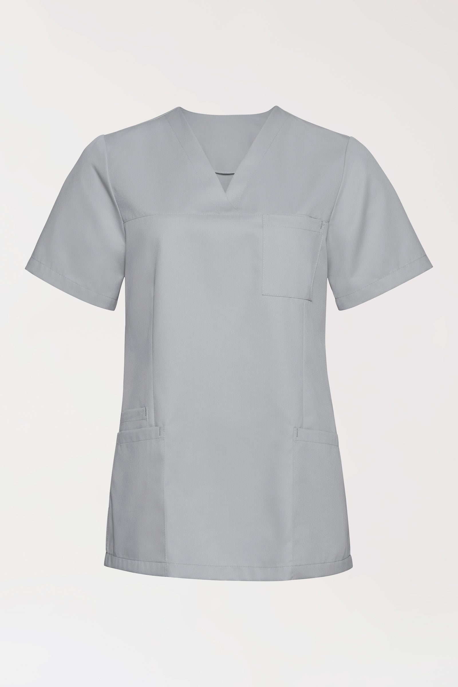 TENCEL™ Schlupfkasack Damen - V-Ausschnitt perlgrau, Vorderansicht 