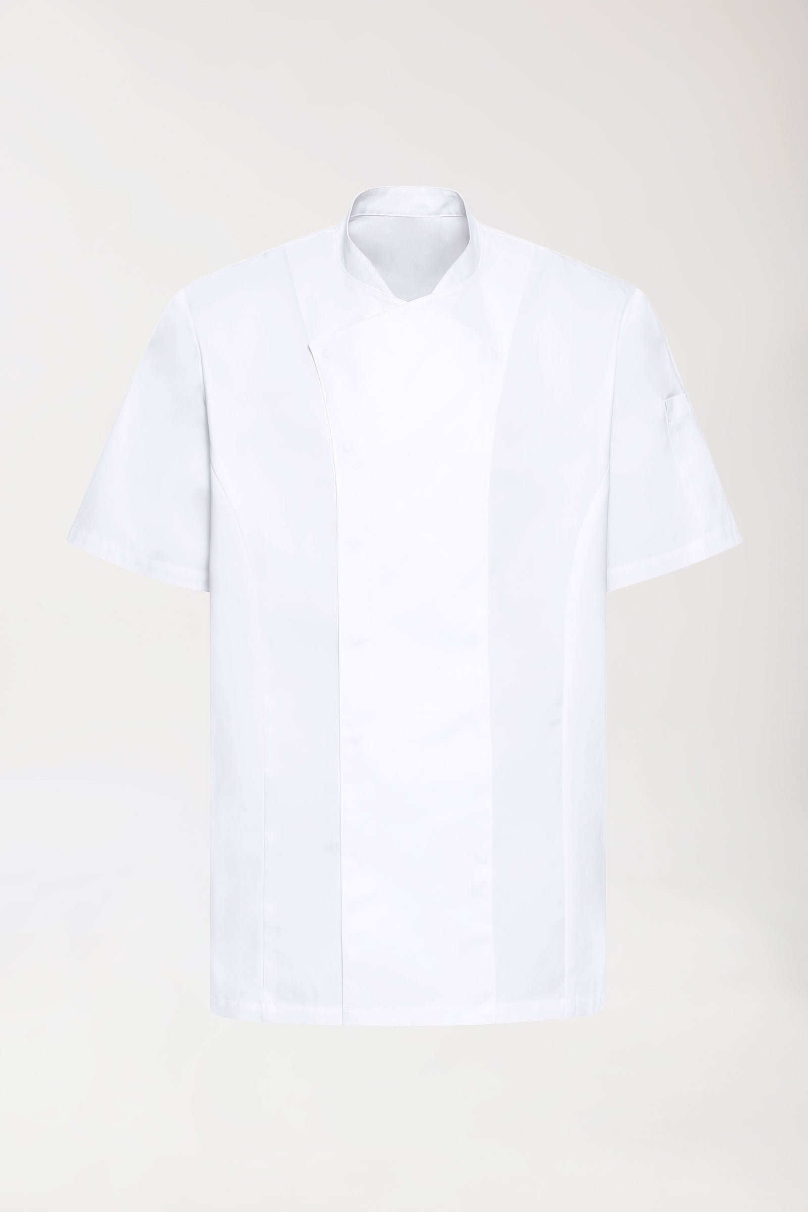 Gastro Kochjacke Herren - Druckknopfleiste - 1/2 Arm weiß, Vorderansicht 