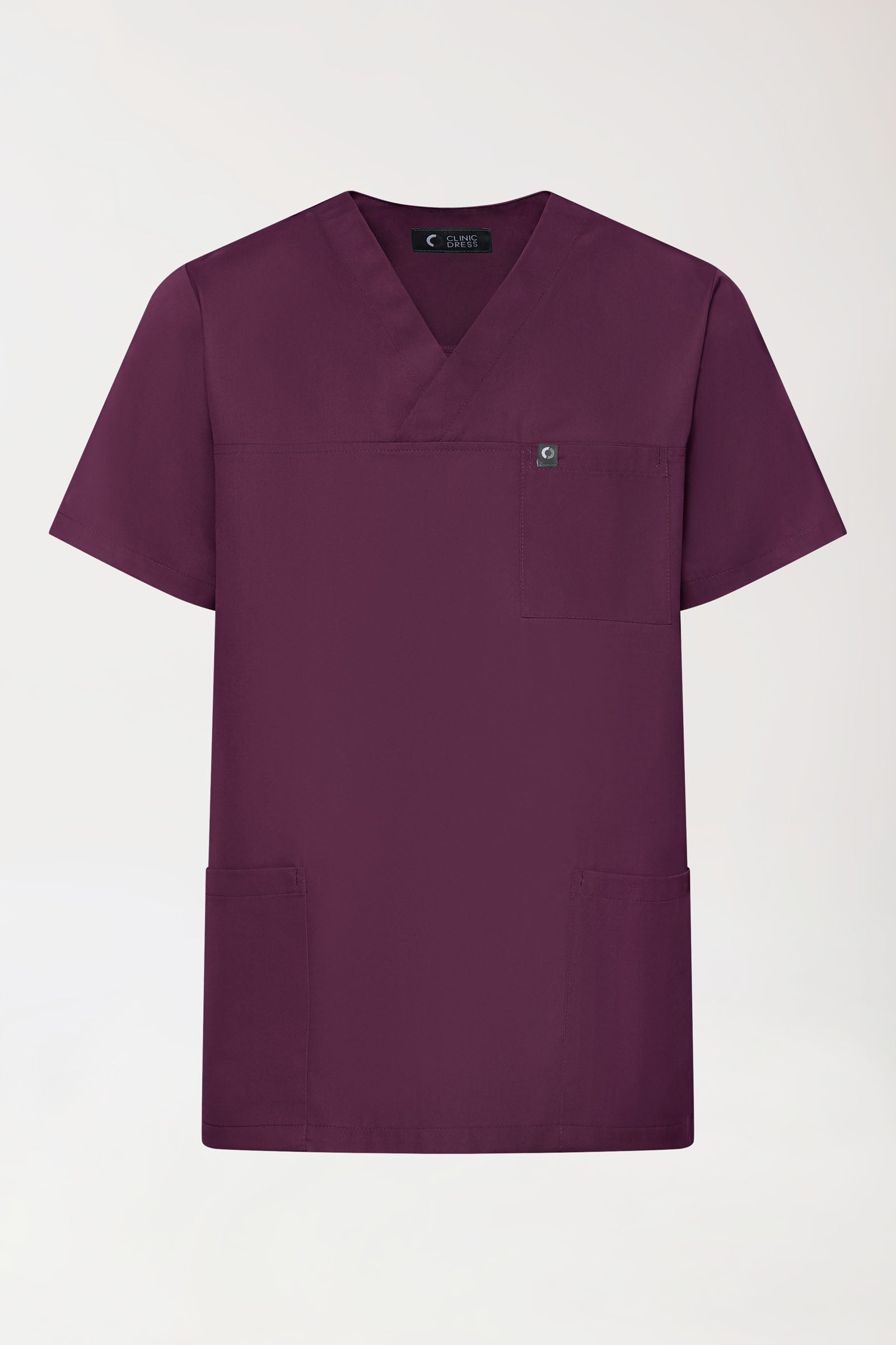 GREEN Stretch Schlupfkasack Unisex - V-Ausschnitt pflaume, Vorderansicht 