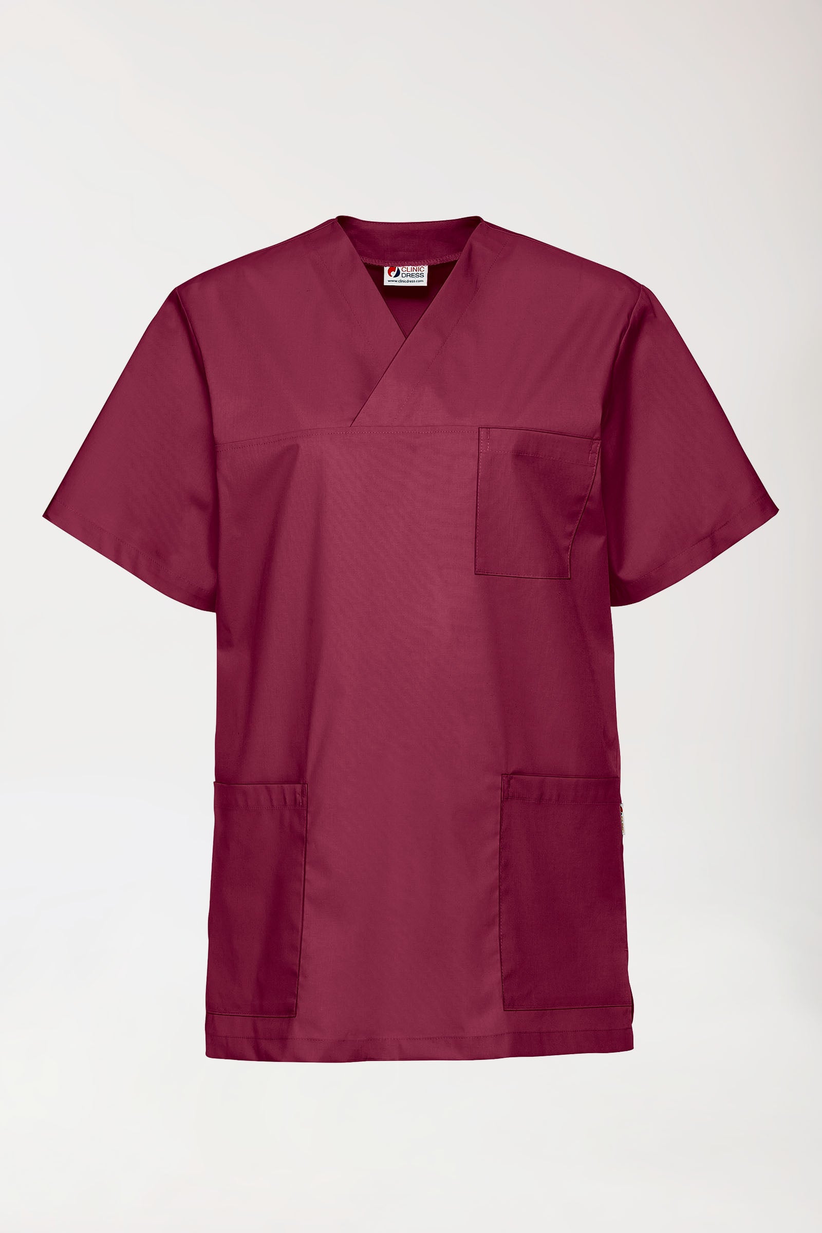 Stretch Schlupfkasack Unisex - V-Ausschnitt bordeaux, Vorderansicht 
